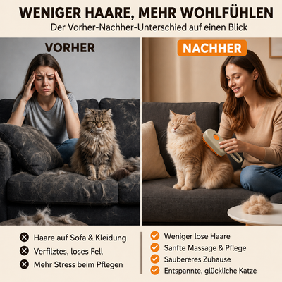 3-in-1 Katzen Massagebürste mit Sprühfunktion