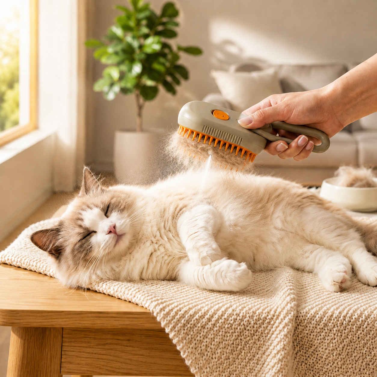 3-in-1 Katzen Massagebürste mit Sprühfunktion